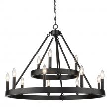  1017-39 BLK - Alastair 2 Tier 3+9 Light Chandelier in Matte Black